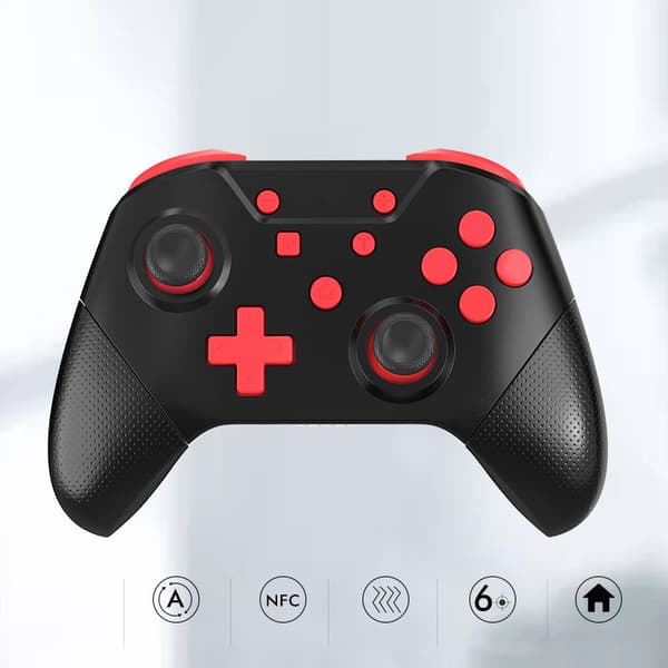 Bluetooth Gamepad NFC Somatosensorisk Dobbelt Motor Vibration Trådløs Game Controller med 3D Joystick til Switch Sort