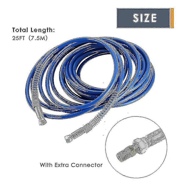 1/4 tomme Airless Malingssprøjte Slange Højtryks Universal Malingssprøjte Fleksibel Fiberrør 3300 (25