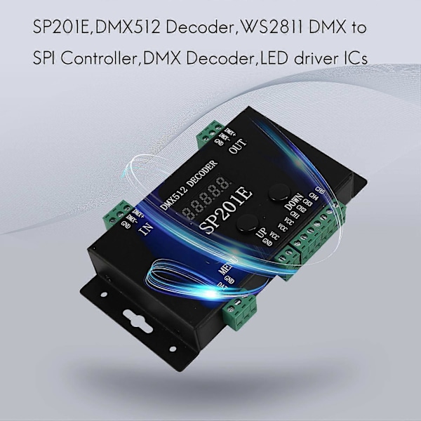 SP201E DMX512 WS2812B WS2811 DMX til SPI Dekoder, Støtter Flere IC-er