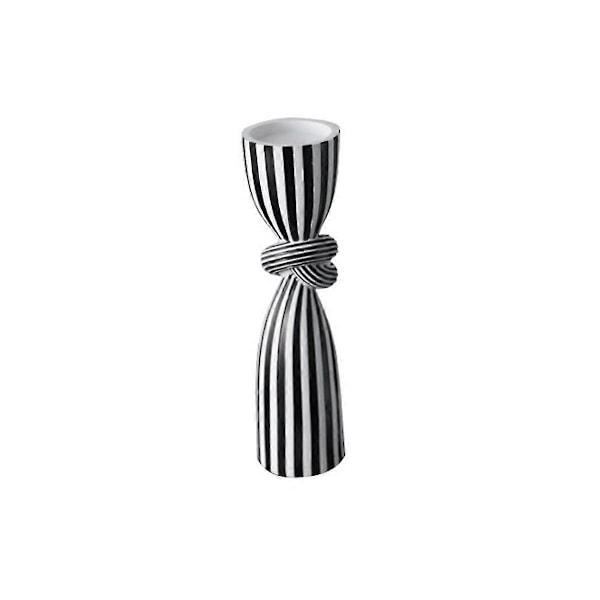 Svart & Vit Randig Vriden Ljusstake Harts Ornament Matbordsdekoration Oregelbunden Ljusstake Con Zekai