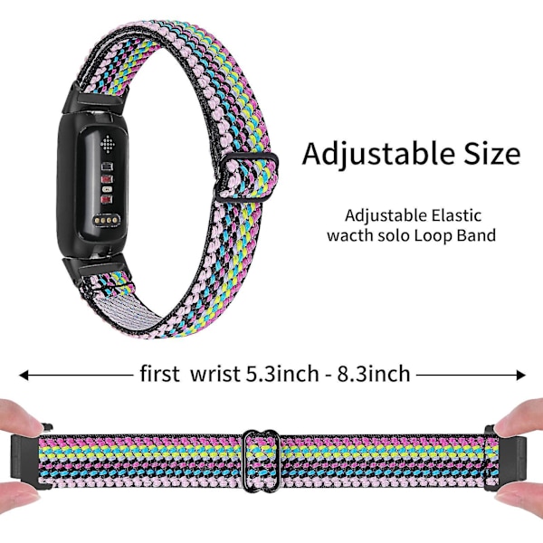 Fitbit Inspire 3 Nylon Elastinen Punottu Solo Loop Urheilukellohihna Mustalla Liittimellä