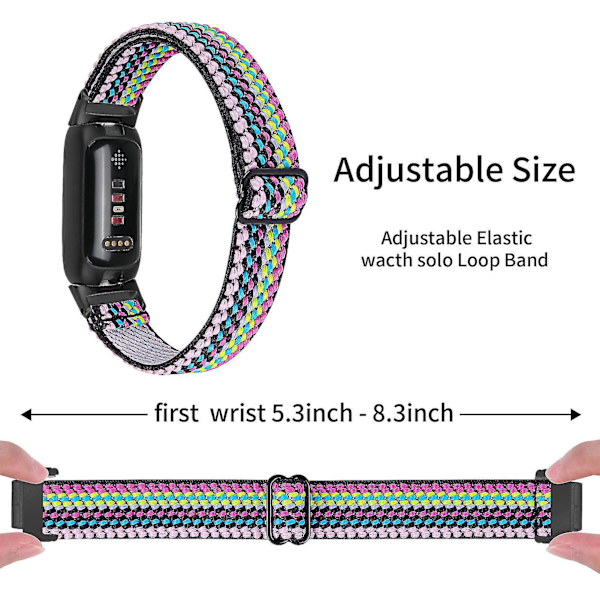 Fitbit Inspire 3 Nylon Elastisk Flettet Solo Loop Sport Watch Band med Svart Kontakt 9