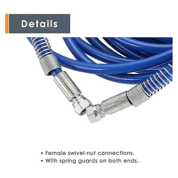 1/4 tum Airless Färgsprayslang Högtryck Universal Färgspruta Flexibel Fiberslang 3300 Psi Zekai
