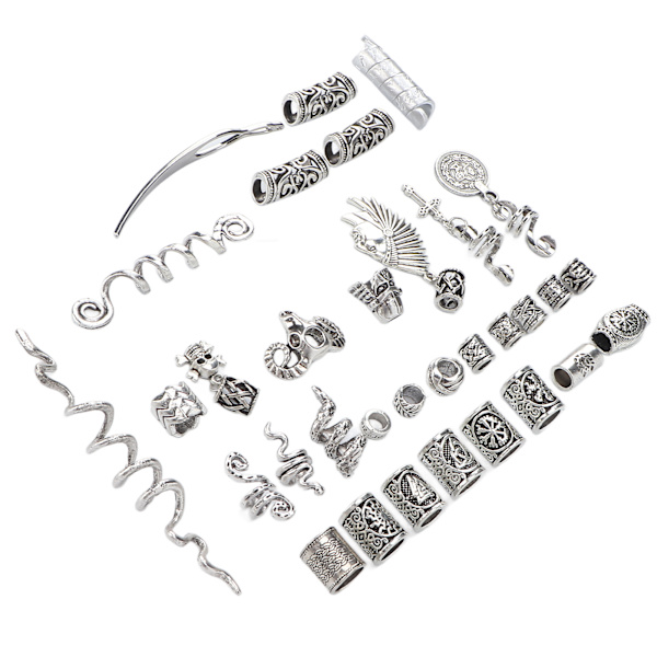 34st Legering Skägg Smycken Dreadlocks Olika former DIY Hårflätning Pärlor Tillbehör för Armband Halsband