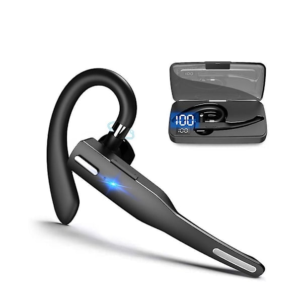 Bluetooth-headset til mobiltelefon med LED-opladningsetui og roterbar mikrofon - Håndfri, Bluetooth 5.1