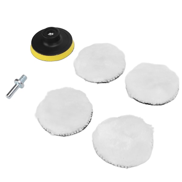 6 st 3 tums polerskiva av imiterad ull med 5/8 tum 11 borr-adapter, polerplattor för bilpolermaskin