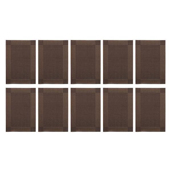 10-pack bordstablett set kaffe brun PVC värmebeständig halkfri 30x45cm tvättbar mattillbehör för bord kök