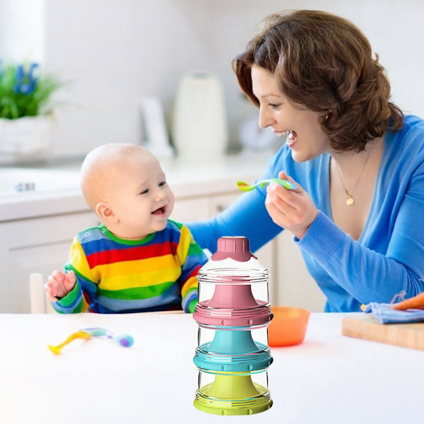 Baby Formula Milk Powder Dispenser 3 Fack Babymatning Behållare Stapelbar Bärbar Spädbarn Formula Mjölkpulver Box