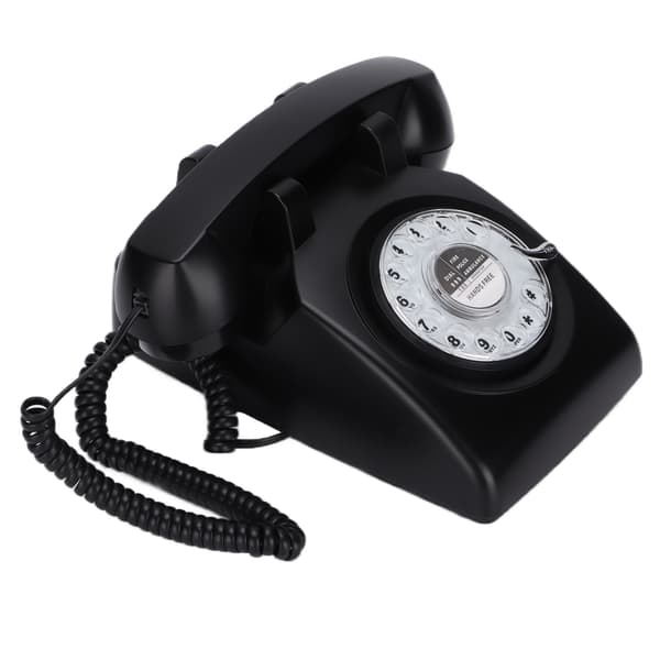 Retro drejelig fastnettelefon 60'er gammeldags klassisk drejeskive kablet fastnettelefon sort