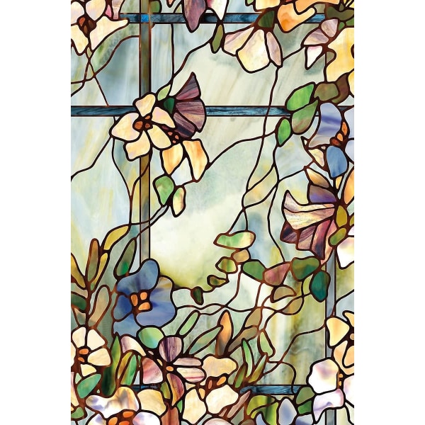 Flerfärgad Blomma Spansk trädgård Fönsterfilm, 45x90 cm