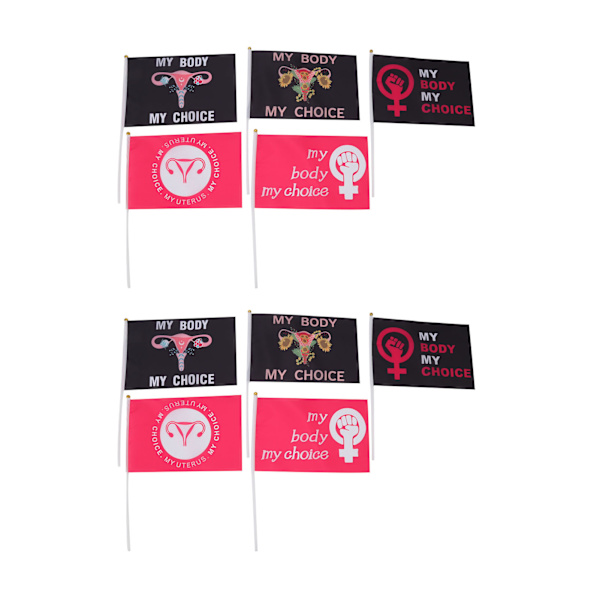10-pack kvinnors rättigheter protestflagga set polyester trädgårdsdekoration flagga med flaggstänger för gårdar typ B