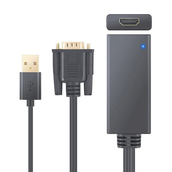 ABS Sort VGA til HDMI-konverter USB med lydskifteradapter til computer PC bærbar DVD Sort