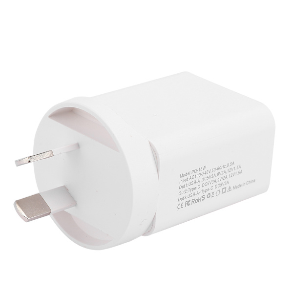 18W bærbar Type C smarttelefon vegglader hurtiglading adapter for IOS 100‑240VAU plugg