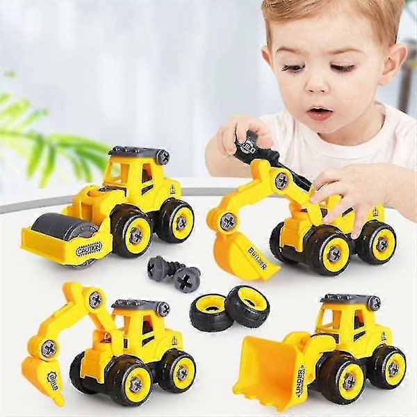 Hhcx-engineering Fordonsleksaker 8 Stil/set Konstruktion Grävmaskin Traktor Dumper Bulldozer Plastmodeller Barn Pojkar Mini Gåvor