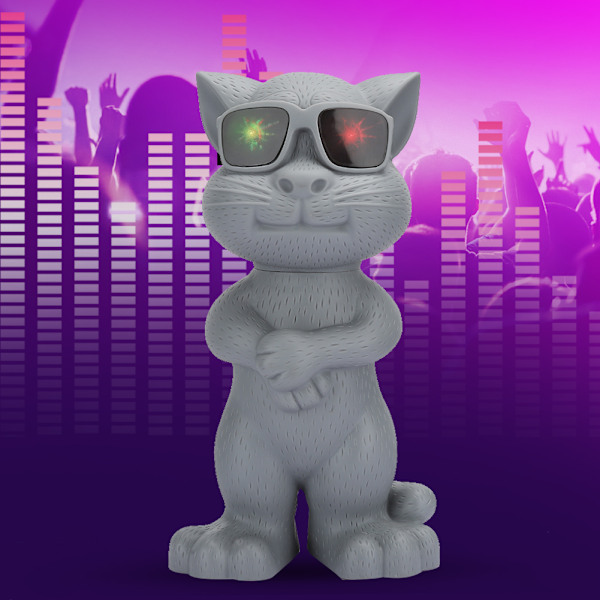 Piirretty kissa LED Bluetooth-kaiutin Stereo Langaton Plug-in-kortti Musiikkisoitin Harmaa