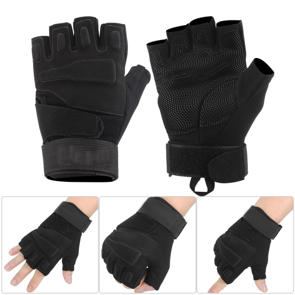 Herre Black Eagle Halvfinger Hansker Utendørs Sport Halv Finger Fitness Klatresport Militær Fan Anti-skli hansker (Halvfinger hansker XL)