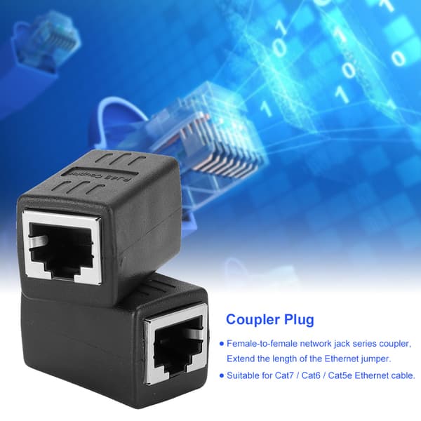 2 stk. kabelkobling RJ45 LAN-stik, indlejret type hun til hun-adapter til Cat7 / Cat6 / Cat5e