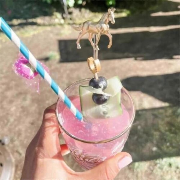 Kentucky Derby drinkrører, drinkrørepinne er gjenbrukbar! FF I ZD W 3 hester
