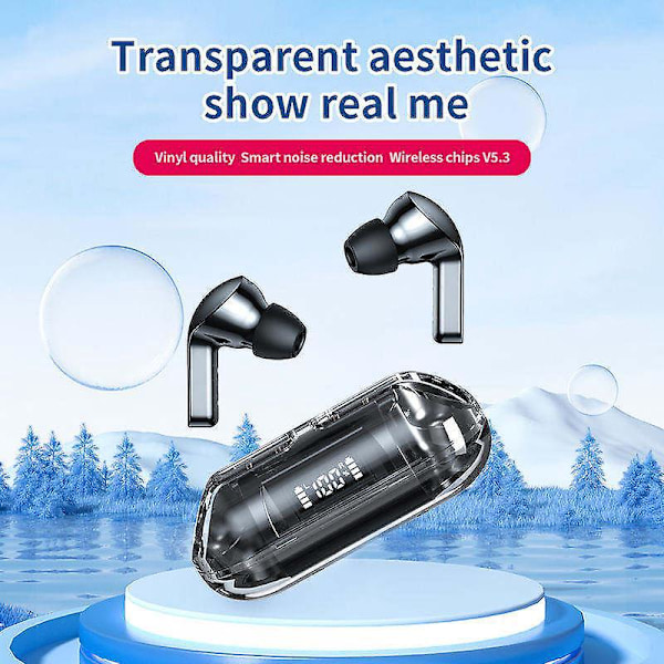 Transparenta Bluetooth 5.3 Hörlurar med Mikrofon USB PD Typ-C Laddare för iPhone Samsung Huawei Laptop