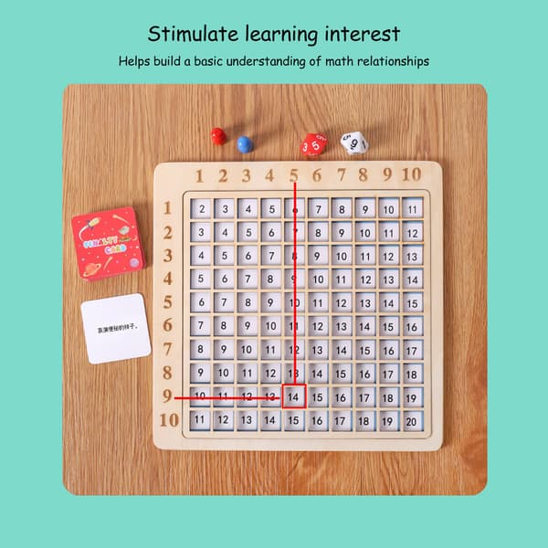 Matematikklodser i træ - 2 i 1 Pædagogisk Multiplikationsbrætspil
