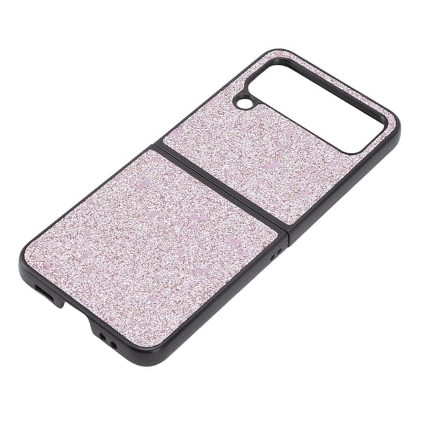 Glänsande telefonfodral Mockafoder ABS Reptåligt vikbart skärmtelefonfodral för Samsung Galaxy Z FLIP 4 Rosa