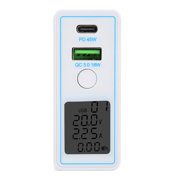 USB C vegglader PD QC 3.0 2-porters hurtigladerblokk AC100-240V med knappbryterdisplay bærbar lader US-plugg med UK-adapter