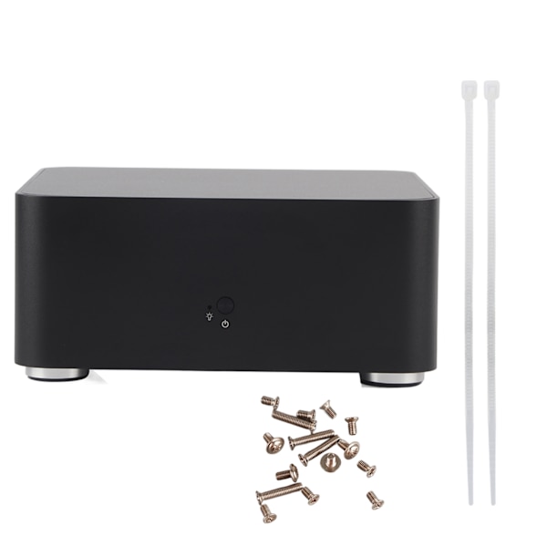 Mini ITX computerkabinet i aluminiumslegering HTPC-kabinet Mini PC-computerkabinet (L80 Sort USB2.0)