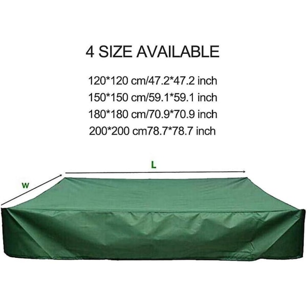 Grønt vandtæt sandkassebetræk, 200*200*20 cm, UV-beskyttelse og støvtæt
