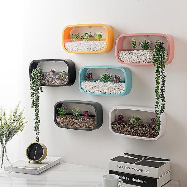 Ekovänlig väggkruka i plast för hemmet - Blå (30 cm x 15 cm x 6 cm)