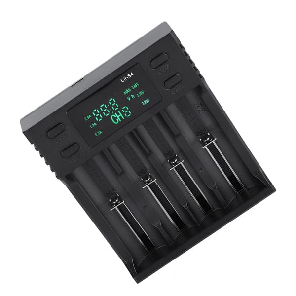 LiitoKala Lii S4 DC 5V2A Smart Batterioplader Fire Slots med Strømdisplay