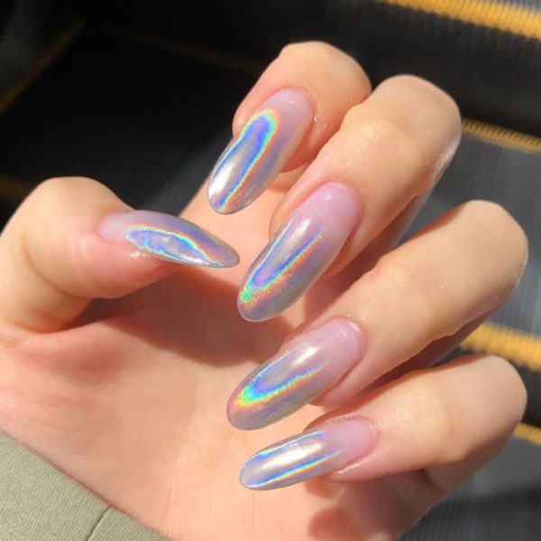 Nail Holographic Glitter Powder nail art varten Kiiltävä puola manikyyri kromipigmentti