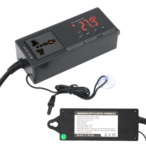 Digital temperaturregulator termostat for reptilinkubator drivhus akvarium EU-plugg 220V