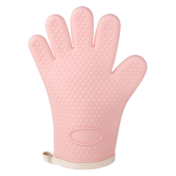 Tjock silikon ugnsvante värmebeständig silikon matlagningshandske för mikrovågsugn brödrost rosa orange