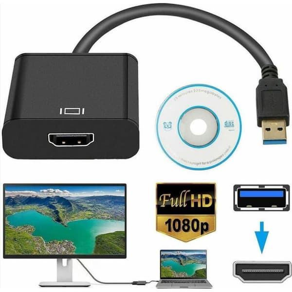 USB till HDMI-adapterkabel och adapter för videoövervakning (1 st)
