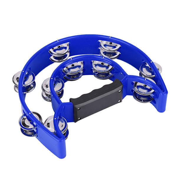 Blue Double Row Jingles Handbell Tambourine Percussion Instrument Blue