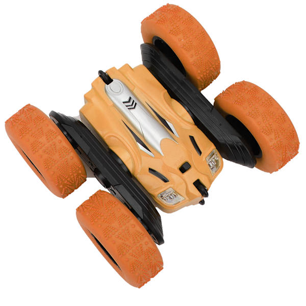 Fjärrkontroll Mini Plast Ljus Dubbelsidig Elektrisk 360° Rotation Bil Barnleksak (Orange)