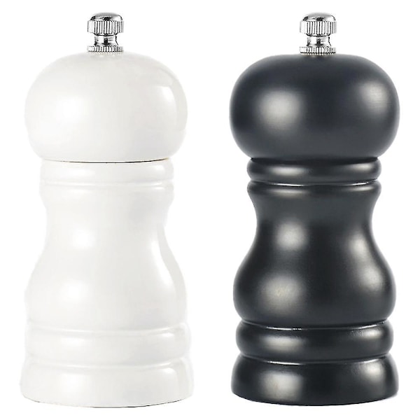 Wooden Manual Pepper Grinder with PU Paint - Seasoning Bottle Pepper Mill white * black