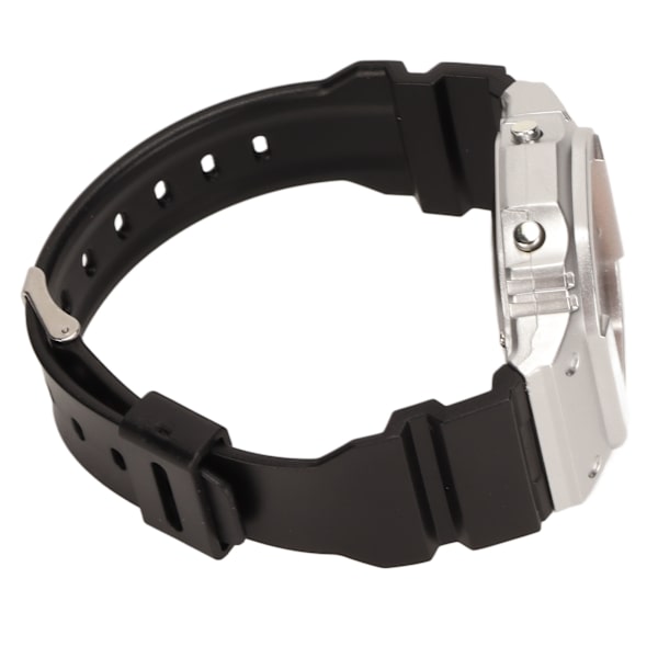 Elektronisk watch Vattentät Casual Snygg digital watch med ljus för män, kvinnor, studenter, svart silver