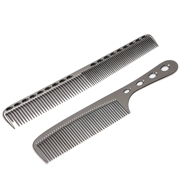 Bærbare hårkammer i rustfritt stål Salon Anti-statisk styling kam frisørverktøy (svart)
