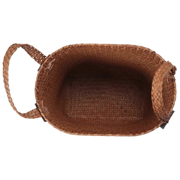 Luonnonolkikori käsintehty kahvoilla oranssi 33X21X26cm