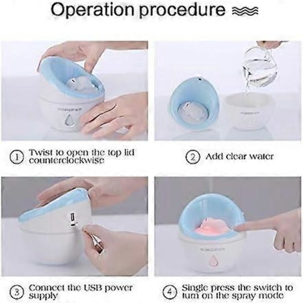 Mini kald luftfukter med 350 ml vannkapasitet, egnet for hjemmekontor soverom (blå)