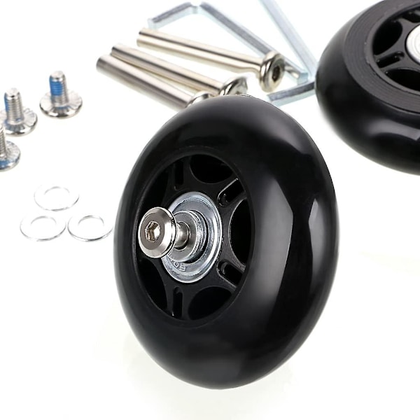 Ersättningshjul för resväska - Set om 2, 70mm x 24mm, Gummiförsedda Swivel-Hjul & Lager Reparationskit