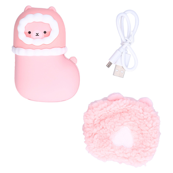 Handvärmare söt fårform Mini bärbar USB-laddning Powerbank Elektrisk värmare Rosa