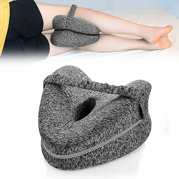 Memory Foam Side Sleeper Pillow - Støtter Ben og Knæ - Grå