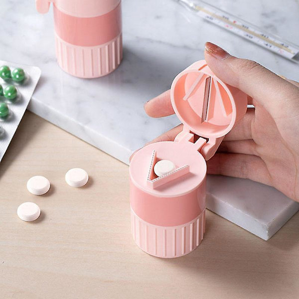 Cut Crush Pillerkutter och Krossare - Blå, 1 styck (förpackning med 1) - Bärbar Rosa Medicinförvaring