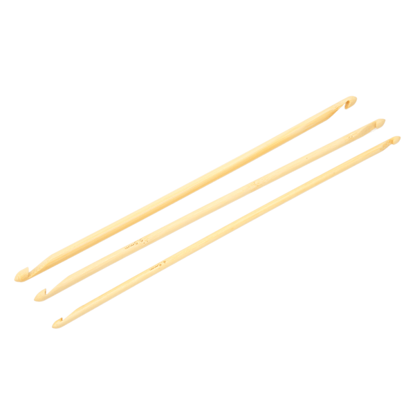 3-pack virknålssats, olika storlekar, dubbeländad, halkfri, bambu, tunisisk virknål för stickning och sömnad