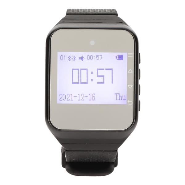 Ur-pager LCD-kalendervisning En-knaps alarmvibration Trådløst opkaldssystem til cateringfabrikker US-stik sort