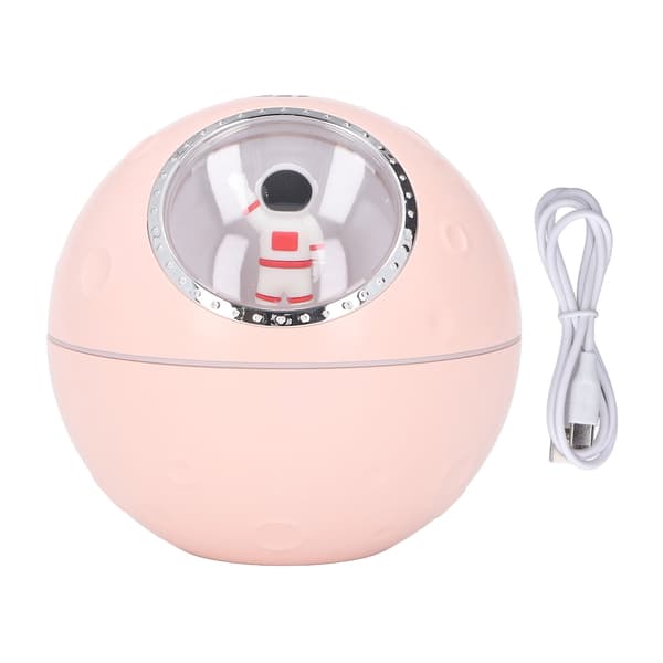 Romkapsel-luftfukter 2 gir justerbar 300 ml Stille søt astronaut-luftfukter med diffuser og nattlys Rosa