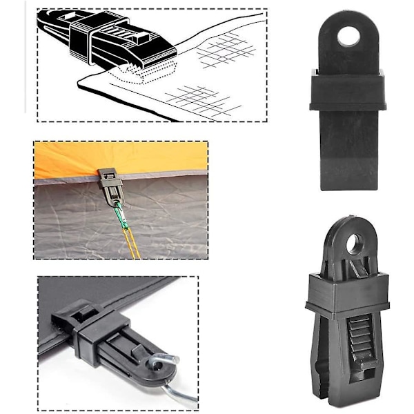 15 stk. Campingtelt Klips Plastikke Tarp Klemmer til Camping Baldakin Aktiviteter (Sort)