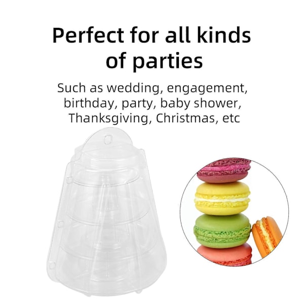 4 Våningar Rund Macaron Torn Stativ Tårtställ för Bröllopsdekoration